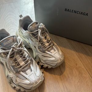 Balenciaga White and Gray Track Sneakers